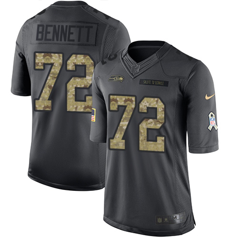 Seahawks #72 Michael Bennett Black Men's Stitched NFL Limited 2016 Salute to Service Jersey