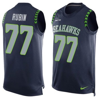 Seahawks #77 Ahtyba Rubin Steel Blue Team Color Men's Stitched NFL Limited Tank Top Jersey Seahawks #77 Ahtyba Rubin Steel Blue Team Color Men's Stitched NFL Limited Tank Top Jersey