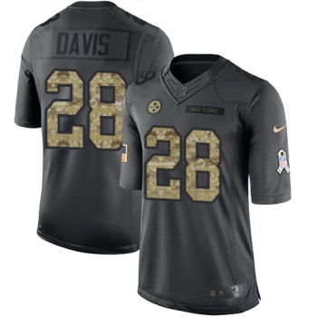Steelers #28 Sean Davis Black Men's Stitched NFL Limited 2016 Salute to Service Jersey