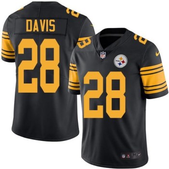 Steelers #28 Sean Davis Black Men's Stitched NFL Limited Rush Jersey
