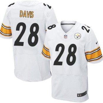 Steelers #28 Sean Davis White Men's Stitched NFL Elite Jersey