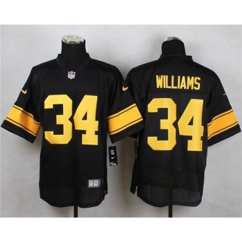 Steelers #34 DeAngelo Williams Black(Gold No.) Men's Stitched NFL Elite Jersey