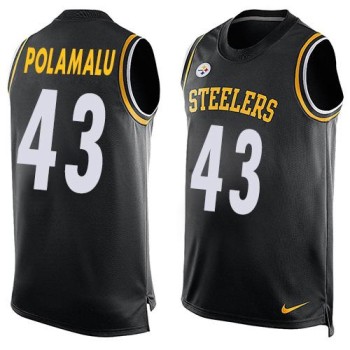 Steelers #43 Troy Polamalu Black Team Color Men's Stitched NFL Limited Tank Top Jersey Steelers #43 Troy Polamalu Black Team Color Men's Stitched NFL Limited Tank Top Jersey