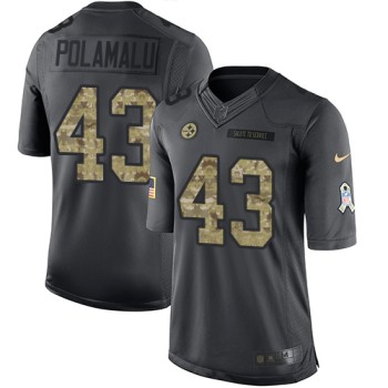 Steelers #43 Troy Polamalu Black Youth Stitched NFL Limited 2016 Salute to Service Jersey