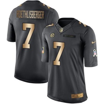 Steelers #7 Ben Roethlisberger Black Men's Stitched NFL Limited Gold Salute To Service Jersey Steelers #7 Ben Roethlisberger Black Men's Stitched NFL Limited Gold Salute To Service Jersey