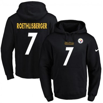 Steelers #7 Ben Roethlisberger Black Name & Number Pullover NFL Hoodie