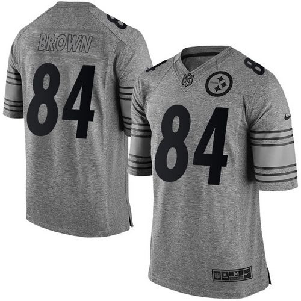 Steelers #84 Antonio Brown Gray Men's Stitched NFL Limited Gridiron Gray Jersey