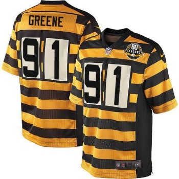 Steelers #91 Kevin Greene Yellow/Black Alternate Men's Stitched NFL 80TH Throwback Elite Jersey Steelers #91 Kevin Greene Yellow/Black Alternate Men's Stitched NFL 80TH Throwback Elite Jersey