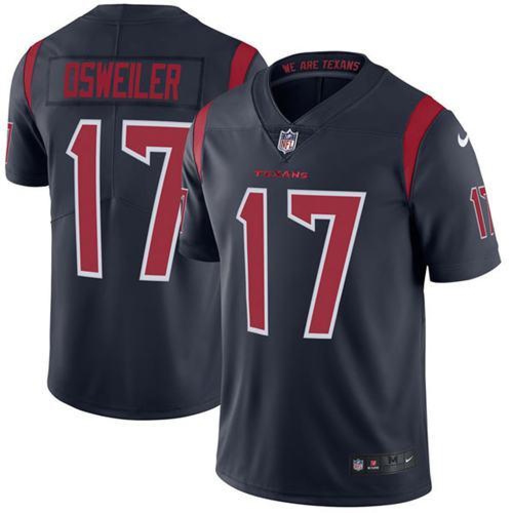 Texans #17 Brock Osweiler Navy Blue Men's Stitched NFL Limited Rush Jersey