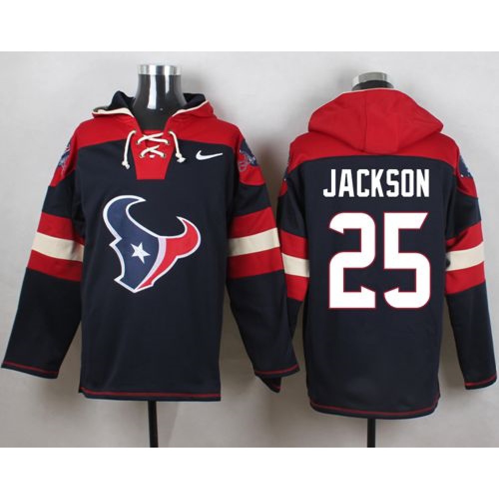 Texans #25 Kareem Jackson Navy Blue Player Pullover NFL Hoodie