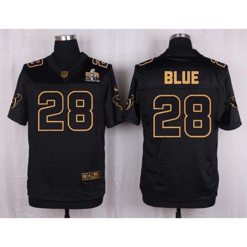 Texans #28 Alfred Blue Black Men's Stitched NFL Elite Pro Line Gold Collection Jersey