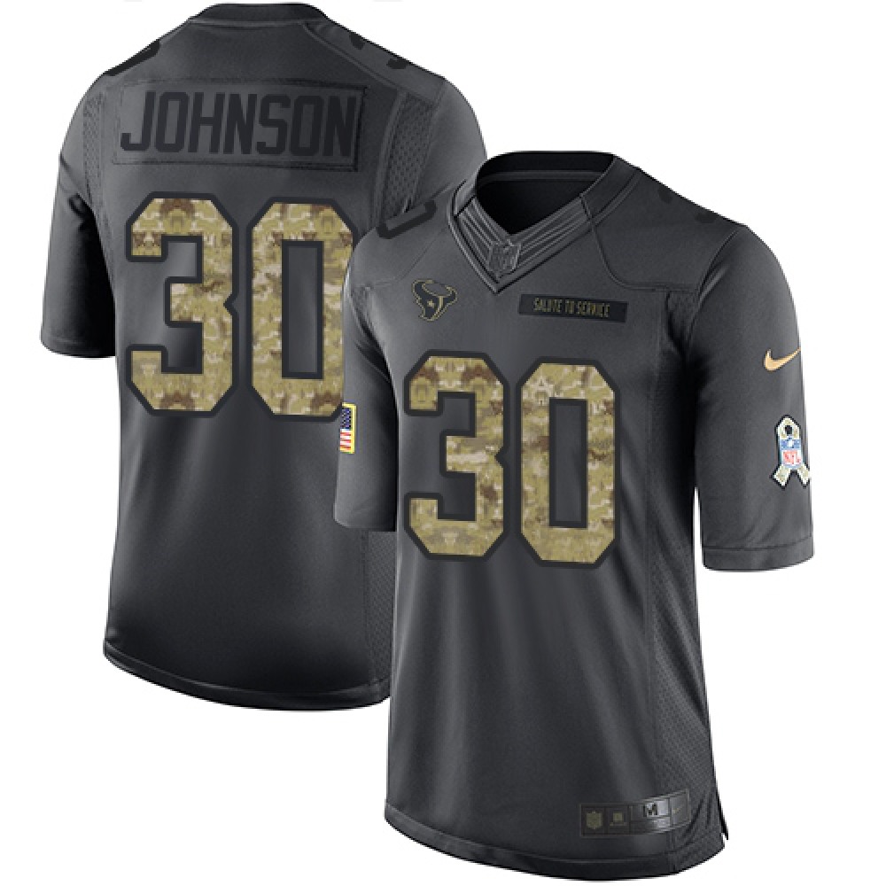 Texans #30 Kevin Johnson Black Men's Stitched NFL Limited 2016 Salute to Service Jersey