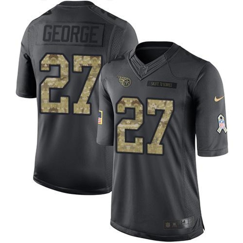 Titans #27 Eddie George Black Men's Stitched NFL Limited 2016 Salute To Service Jersey