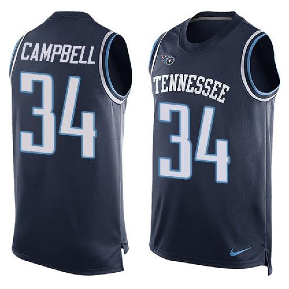 Titans #34 Earl Campbell Navy Blue Alternate Men's Stitched NFL Limited Tank Top Jersey