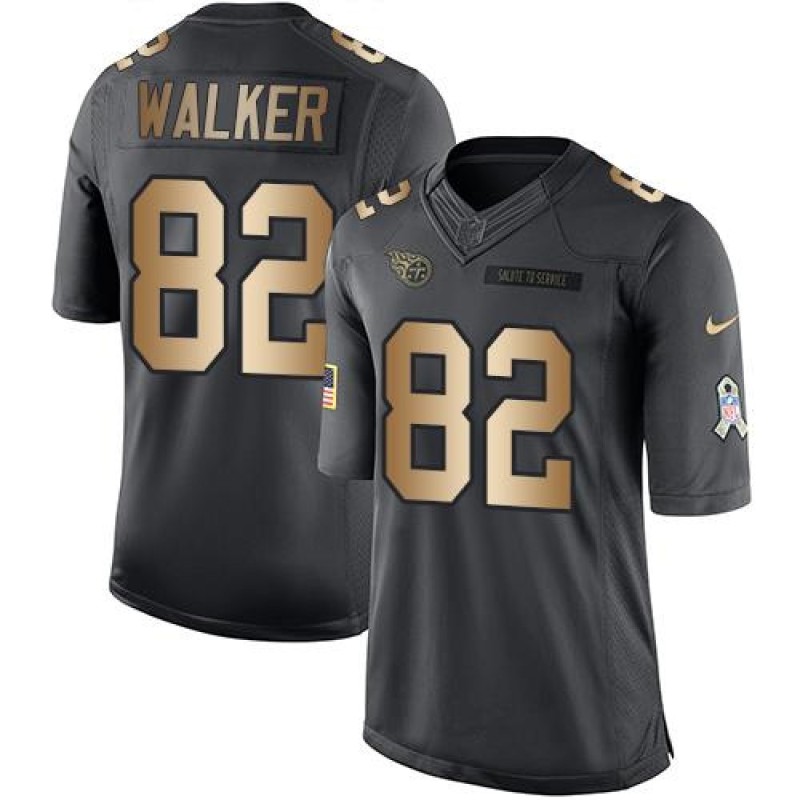 Titans #82 Delanie Walker Black Men's Stitched NFL Limited Gold Salute To Service Jersey