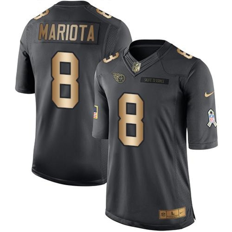 Titans #8 Marcus Mariota Black Men's Stitched NFL Limited Gold Salute To Service Jersey