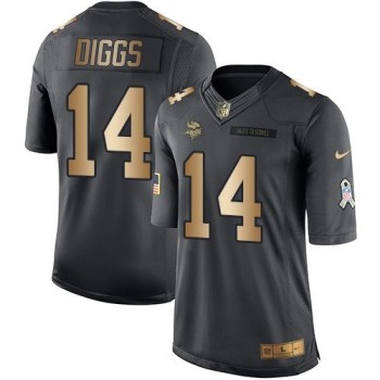 Vikings #14 Stefon Diggs Black Men's Stitched NFL Limited Gold Salute To Service Jersey Vikings #14 Stefon Diggs Black Men's Stitched NFL Limited Gold Salute To Service Jersey