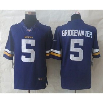 Vikings #5 Teddy Bridgewater Purple Team Color Men's Stitched NFL Limited Jersey Vikings #5 Teddy Bridgewater Purple Team Color Men's Stitched NFL Limited Jersey