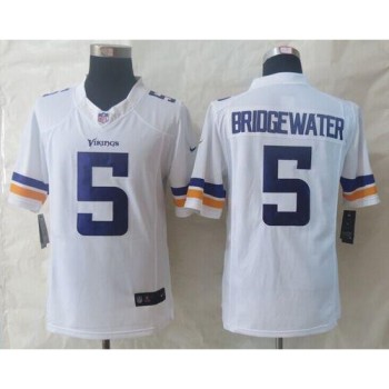 Vikings #5 Teddy Bridgewater White Men's Stitched NFL Limited Jersey Vikings #5 Teddy Bridgewater White Men's Stitched NFL Limited Jersey