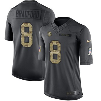 Vikings #8 Sam Bradford Black Men's Stitched NFL Limited 2016 Salute To Service Jersey Vikings #8 Sam Bradford Black Men's Stitched NFL Limited 2016 Salute To Service Jersey