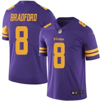 Vikings #8 Sam Bradford Purple Men's Stitched NFL Limited Rush Jersey Vikings #8 Sam Bradford Purple Men's Stitched NFL Limited Rush Jersey