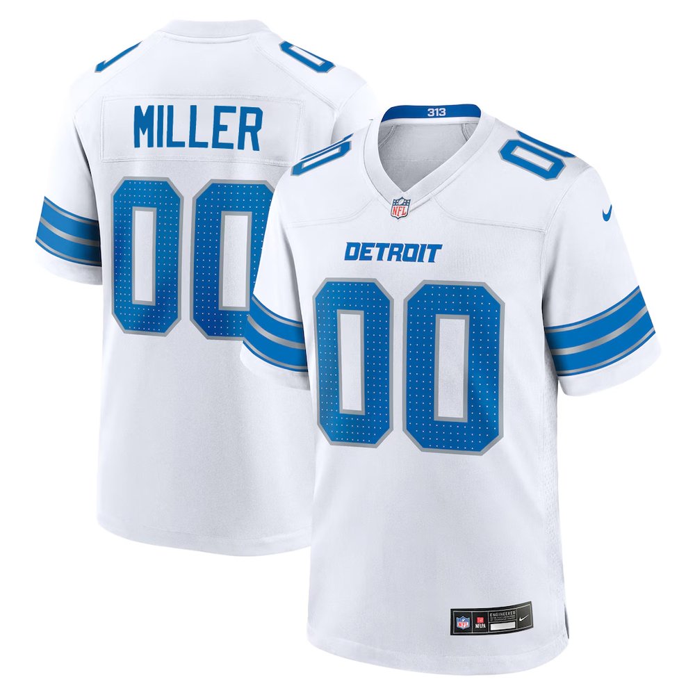 Youth Detroit Lions Blake Miller White 2026 NFL Draft Game Jersey