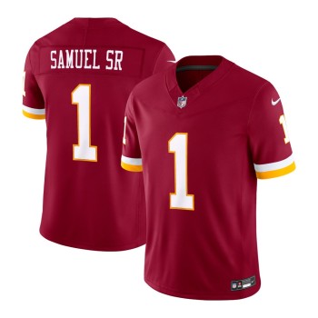 Men's Washington Commanders #1 Deebo Samuel Sr Burgundy Vapor F.U.S.E. Sewn Down Limited Jersey Men's Washington Commanders #1 Deebo Samuel Sr Burgundy Vapor F.U.S.E. Sewn Down Limited Jersey