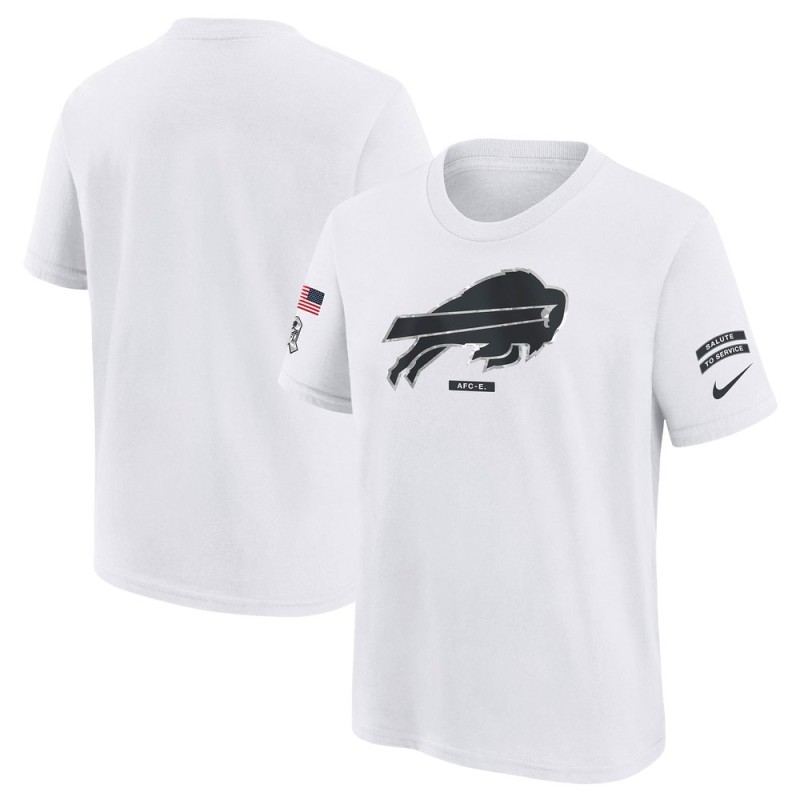 Youth Buffalo Bills Nike White 2024 Salute To Service T-Shirt Youth Buffalo Bills Nike White 2024 Salute To Service T-Shirt