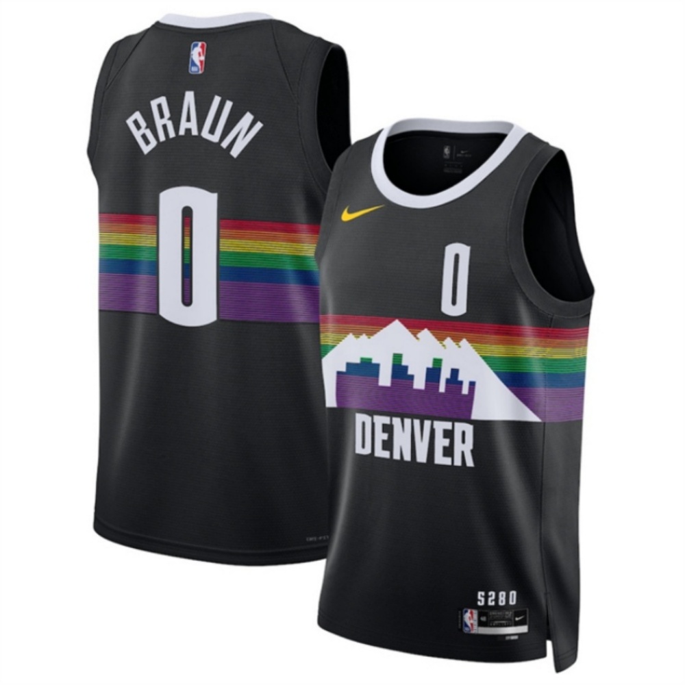 Men's Denver Nuggets #0 Christian Braun Black 2025/26 City Edition Stitched Basketball Jersey