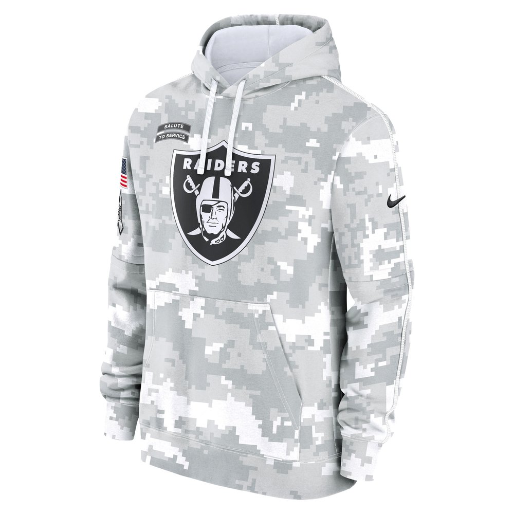 Men's Las Vegas Raiders Arctic Camo 2024 Salute To Service Big & Tall Club Fleece Pullover Hoodie