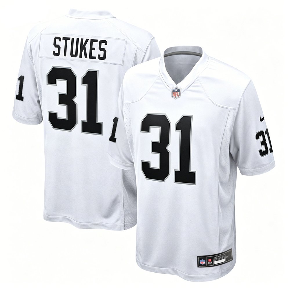 Men's Las Vegas Raiders Treydan Stukes White 2026 NFL Draft Game Jersey
