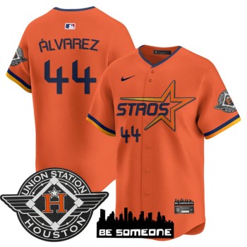 Youth Houston Astros #44 Yordan Alvarez Orange 2025 City Connect Limited Stitched Baseball Jersey Youth Houston Astros #44 Yordan Alvarez Orange 2025 City Connect Limited Stitched Baseball Jersey