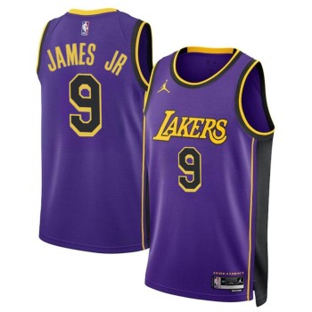 Men's Los Angeles Lakers #9 Bronny James Jr. Purple 2024 Draft Statement Edition Stitched Basketball Jersey Men's Los Angeles Lakers #9 Bronny James Jr. Purple 2024 Draft Statement Edition Stitched Basketball Jersey