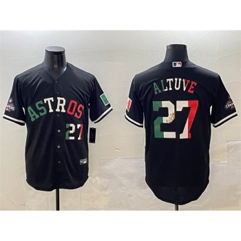 Youth Houston Astros #27 Jose Altuve Black Mexico With World Serise Champions Patch Cool Base Stitched Baseball Jersey Youth Houston Astros #27 Jose Altuve Black Mexico With World Serise Champions Patch Cool Base Stitched Baseball Jersey