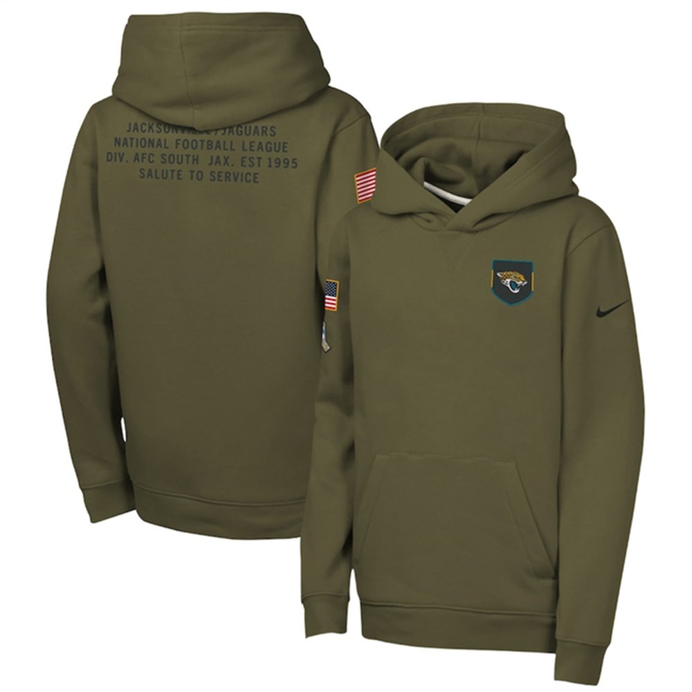 Youth Jacksonville Jaguars Olive 2025 Salute to Service Club Fleece Hoodie Youth Jacksonville Jaguars Olive 2025 Salute to Service Club Fleece Hoodie