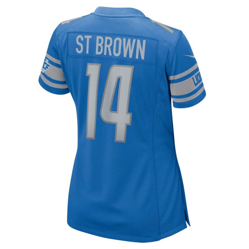 Women's Detroit Lions #14 Amon-Ra St. Brown Blue Game Player Jersey Women's Detroit Lions #14 Amon-Ra St. Brown Blue Game Player Jersey