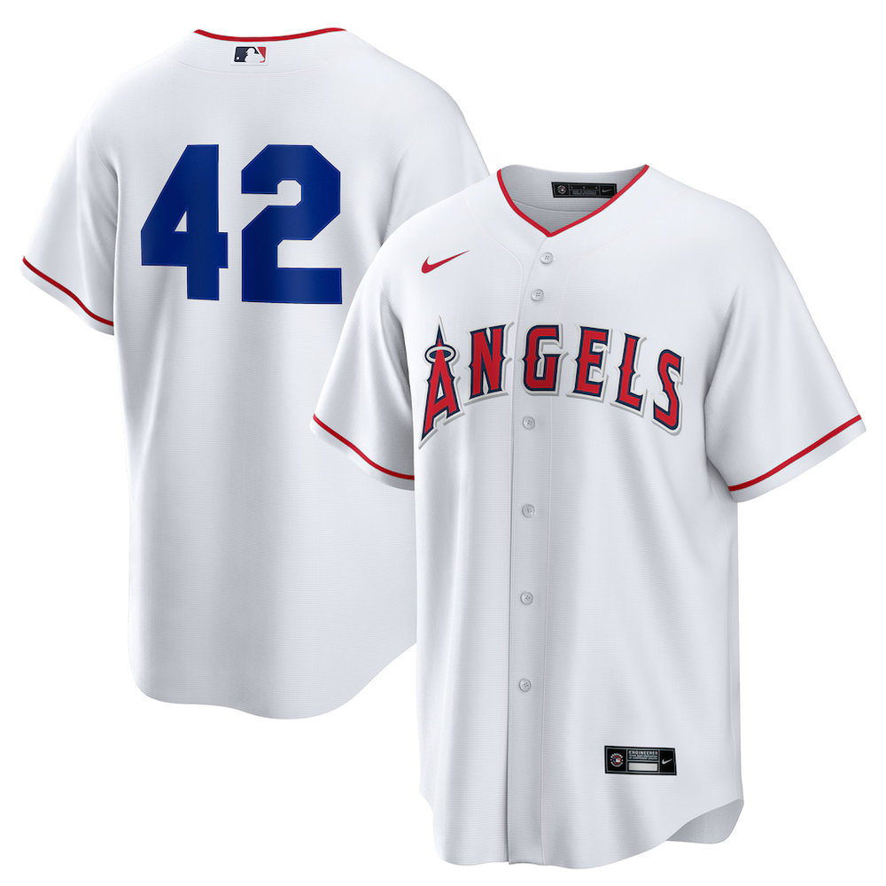 Youth Los Angeles Angels #42 Jackie Robinson Nike White Home 2025 Jackie Robinson Day Replica Jersey