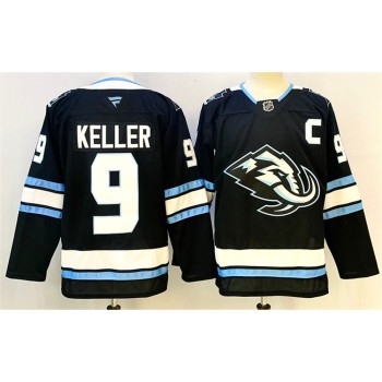 Men's Utah Mammoth #9 Clayton Keller Navy 2025 With C Patch Stitched Premium Jersey