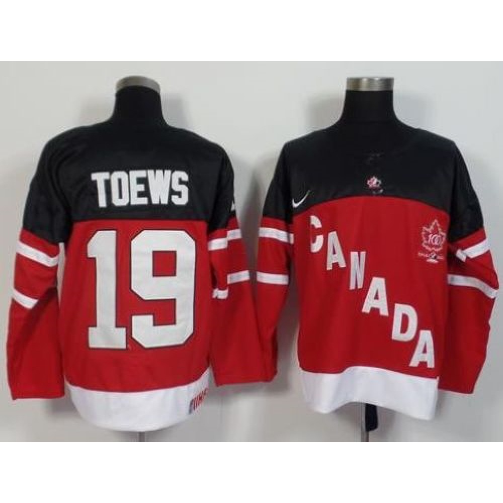 Olympic CA. #19 Jonathan Toews Red 100th Anniversary Stitched NHL Jersey