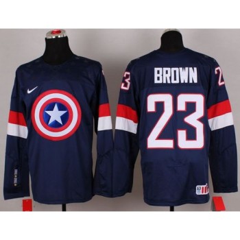 Olympic Team USA #23 Dustin Brown Navy Blue Captain America Fashion Stitched NHL Jersey Olympic Team USA #23 Dustin Brown Navy Blue Captain America Fashion Stitched NHL Jersey