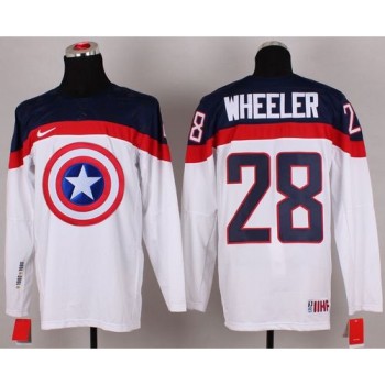 Olympic Team USA #28 Blake Wheeler White Captain America Fashion Stitched NHL Jersey