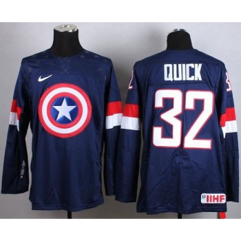 Olympic Team USA #32 Jonathan Quick Navy Blue Captain America Fashion Stitched NHL Jersey Olympic Team USA #32 Jonathan Quick Navy Blue Captain America Fashion Stitched NHL Jersey