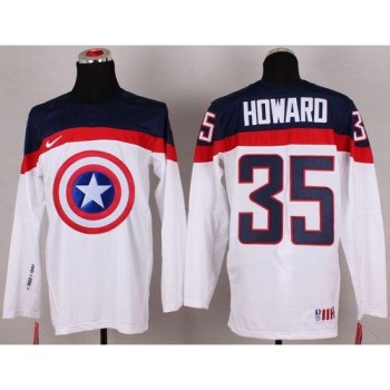 Olympic Team USA #35 Jimmy Howard White Captain America Fashion Stitched NHL Jersey Olympic Team USA #35 Jimmy Howard White Captain America Fashion Stitched NHL Jersey