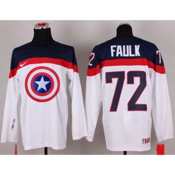 Olympic Team USA #72 Justin Faulk White Captain America Fashion Stitched NHL Jersey