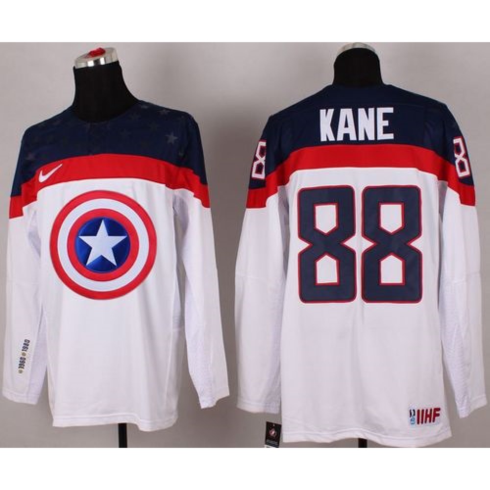 Olympic Team USA #88 Patrick Kane White Captain America Fashion Stitched NHL Jersey