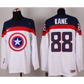 Olympic Team USA #88 Patrick Kane White Captain America Fashion Stitched NHL Jersey