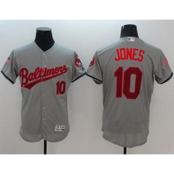 Orioles #10 Adam Jones Grey Fashion Stars & Stripes Flexbase Authentic Stitched MLB Jersey Orioles #10 Adam Jones Grey Fashion Stars & Stripes Flexbase Authentic Stitched MLB Jersey