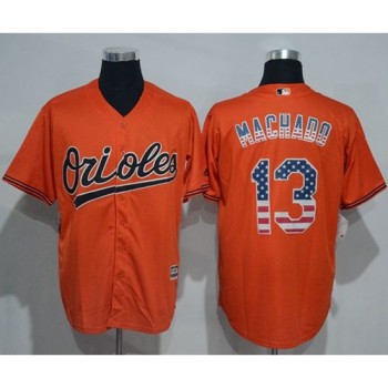 Orioles #13 Manny Machado Orange USA Flag Fashion Stitched MLB Jersey Orioles #13 Manny Machado Orange USA Flag Fashion Stitched MLB Jersey