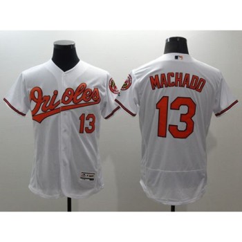 Orioles #13 Manny Machado White Flexbase Authentic Collection Stitched MLB Jersey Orioles #13 Manny Machado White Flexbase Authentic Collection Stitched MLB Jersey