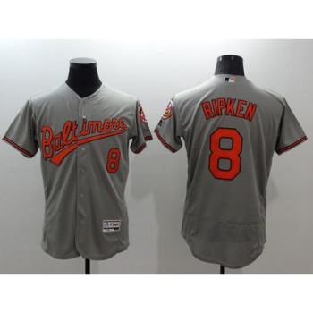 Orioles #8 Cal Ripken Grey Flexbase Authentic Collection Stitched MLB Jersey Orioles #8 Cal Ripken Grey Flexbase Authentic Collection Stitched MLB Jersey
